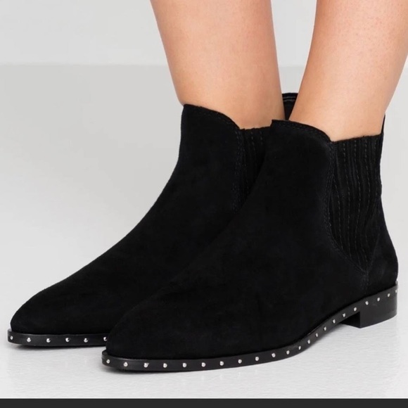 REBECCA MINKOFF “Madysin” Black suede ankle booties Size 8 - Picture 1 of 8